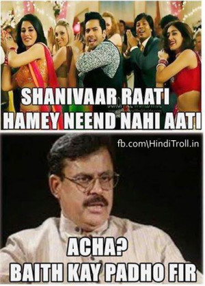 Funny Hindi Movie Troll 2014-shanivaar raati hamey neend nahi aati