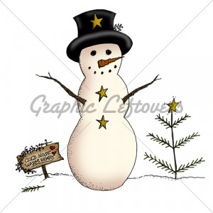 Country Snowman And Primitive Christmas Tree ...