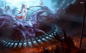 Fantasy Wing Woman Horn Angel Battle Demon Army