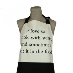 Quips & Quotes Apron - I Love To Cook With Wine
