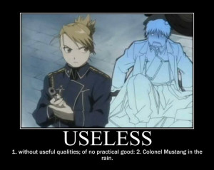 The definition of useless: Roy Mustang in the rain ~ Flame Alchemist ...