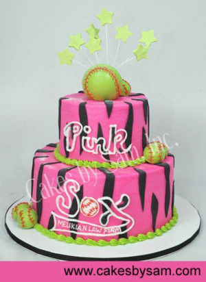Pink softball cake