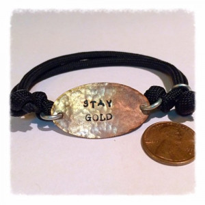 The outsiders inspired quote, stay gold, flattened penny bracelet