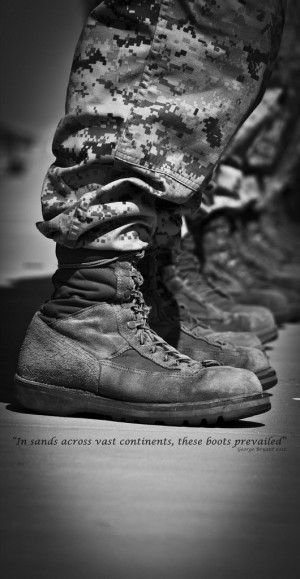 Shot I took of my Marines boots and my original quote. Sooo moving and ...