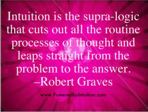 Intuition is the supra-logic that cuts out all the routine processes ...