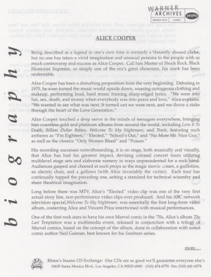 1999, The Life And Crimes of Alice Cooper, Press Kit