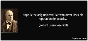 ... who never loses his reputation for veracity. - Robert Green Ingersoll