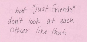 boy, couples, girl, inspiring, just friends, love, pink, quote, saying ...