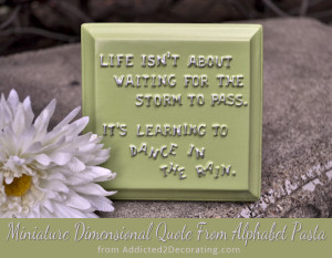 DIY: Mini Dimensional Quote Made From Alphabet Pasta