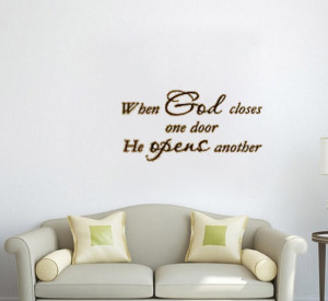 when god closes one door he opens another vinyl wall quote for home
