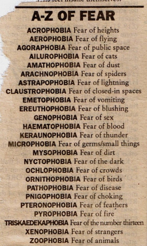 of fear, animals, birds, blood, blushing, cats, choking, dark ...