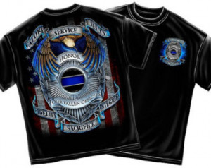 Valor Service Duty Fallen Police Of ficers Thin Blue Line T-Shirt Size ...