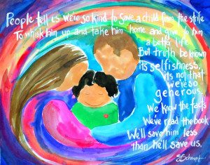 Saving Us, illustrated adoption poem, print 5x7