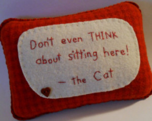 ... Bed Pillow - Funny Cat Sayings and Quotes - Wool Throw Pillow for Pets