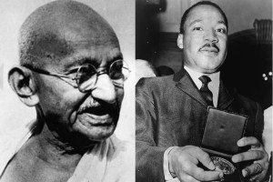 Left: Mahatma Gandhi (Wikimedia Commons) Right: Martin Luther King Jr ...