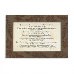 Jpeg, New Do It Anyway Poem By Mother Teresa Framed Wall Plaque Tree