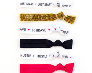 The Charm and Gumption Package - 6 Elastic Glitter Pink Strong Message ...