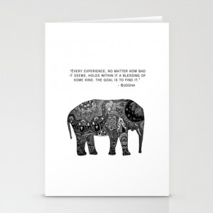 Buddha Quote with Henna Elephant Stationery Cards
