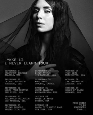 Lykke Li has announced a fall tour in support of her new album, I ...