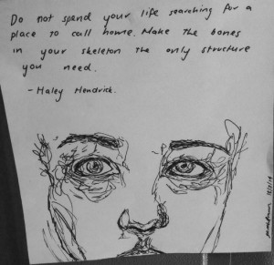 ... black, drawing, eyes, face, grunge, pale, quote, sketch, tumblr, white