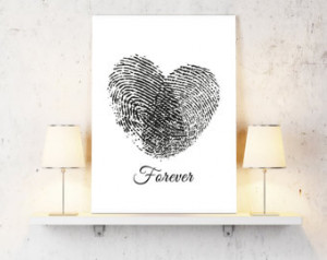 Printable Poster. Fingerprint. Hear t. Quote. Forever. Wall Decor ...