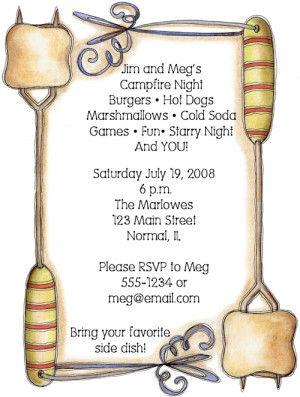 ... our Store > Smores, Marshmallows Campfire Cookout Party Invitations