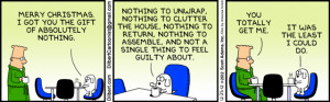 Dilbert cartoon about no gifts for Christmas