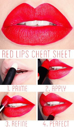 red lip cheat sheet - mega pretty red lips