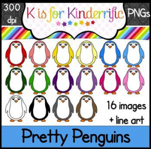 Penguin Clip Art: Rainbow Penguins