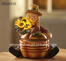 Fall Lighted Scarecrow Girl W/ Sunflowers Coaster Crafts Set