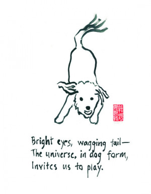 01-101. playful Zen dog print with haiku - 8x10