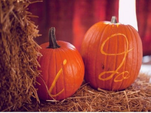 Pumpkins carved with cute sayings like