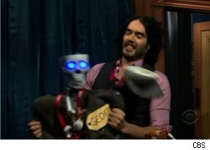 Russell Brand Attacks Robot Geoff on 'Late Late' (VIDEO)