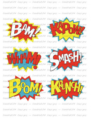 Superhero Sound Effects, Expressions, Bam, KaPow, Wham, Smash, Boom ...