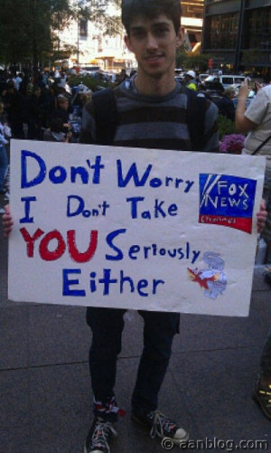 fox news take seriously funny funny protest the man with the banner ...