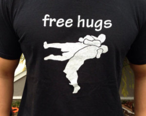 Black Free hugs t shirt mma wrestling jiu jitsu suplex