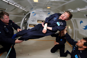 Stephen Hawking floats on a zero-gravity jet, April 26, 2007. Zero ...