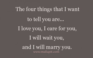 ... love you, I care for you, I will wait you, and I will marry you