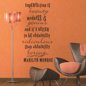 Marilyn Monroe Quote - Imperfection is Beauty Vinyl Wall Decal Fashion ...