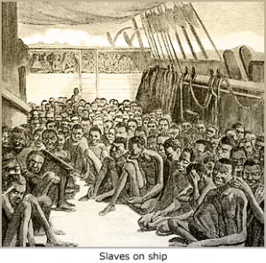 Africans in the lower deck of the ship.