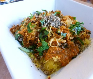 Vegan Roasted Spaghetti Squash with Marinara & Italian Nut Meat ...