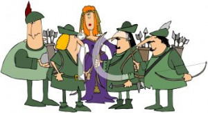 Maid Marian with Robin Hood and His Merry Men - Royalty Free Clip Art ...