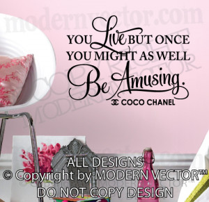 Details about Coco Chanel Quote Vinyl Wall Decal Lettering BE AMUSING ...