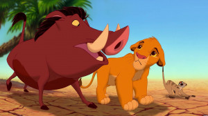 ... Timon and Simba are talking to each other, Why is simba looking so sad