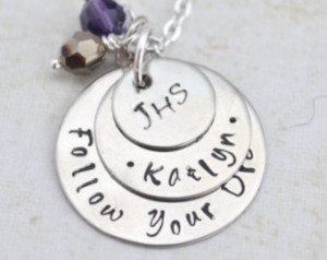 ... High School, College, Gift, Graduation Cap Necklace, Hand Stamped