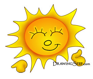 Happy Bright Cartoon Sun Drawing