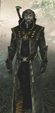 Erandur as a follower, wearing Hooded Thalmor Robes .