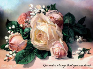 Vintage Painting Of Roses With Quote Reproduction by JpegArt, $2.99