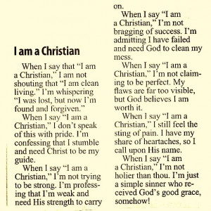 To be a Christian...