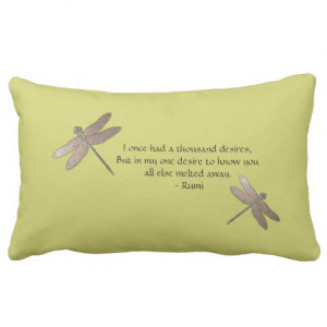 Rumi Quote & Dragonfly Throw Pillow
